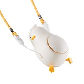2023 New Portable Lying Duck 800mAh 3 Gear Handheld Pocket Fan Rechargeable Usb Lying Flat Duck Hanging Neck Fan (Color: White)